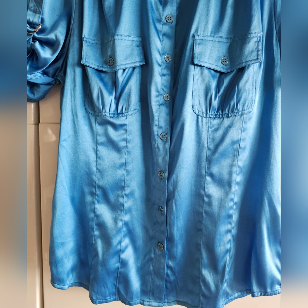 Stunning Azure Blue Silk Top - Picture 4 of 12
